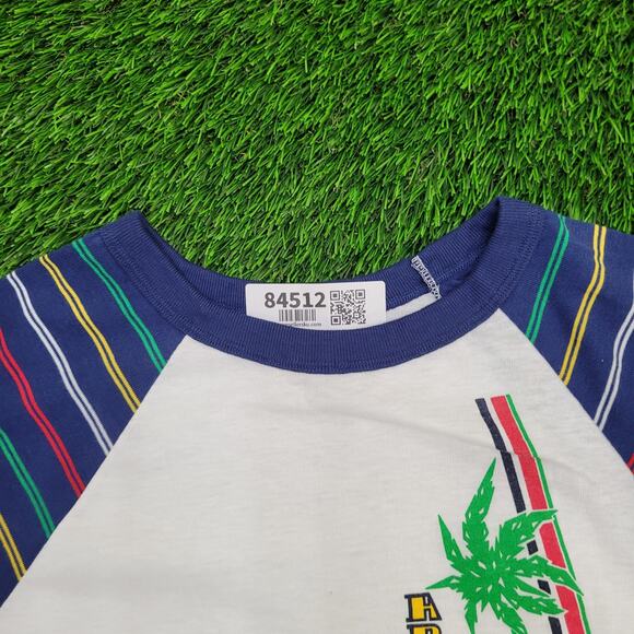 Vintage 90s Aruba Raglan Shirt S/M 19x23 Cropped Tropical USA - Picture 9 of 13